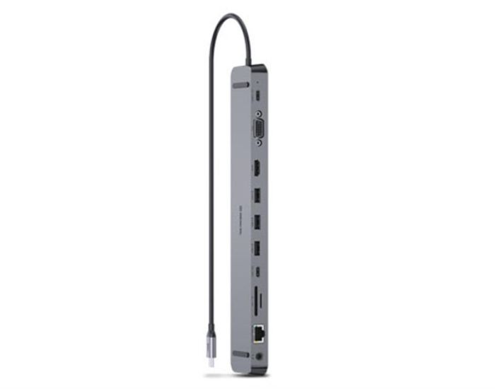 USB-хаб REAL-EL CQ-1000 USB3.0х3/USB-C/HDMI/VGA/RJ45/SD/TF/3.5 mm audio, 0.4m, Space Grey