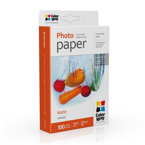 Фотопапiр ColorWay матовий 220г/м2 10x15см 100арк (PM2201004R)_OEM