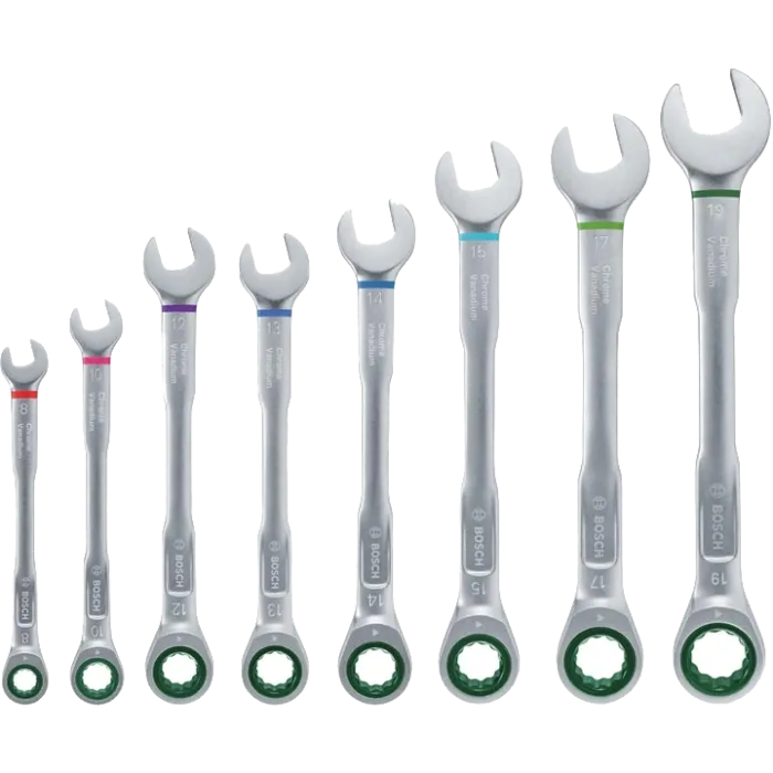Bosch (1600A027PS) з тріскачкою 8 шт Набір ключів комбінованих