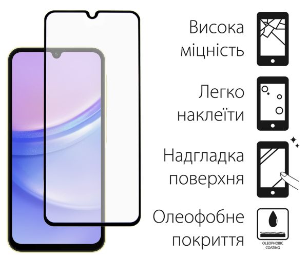 Захисне скло Dengos для Samsung Galaxy A15 4G SM-A155 Black Full Glue (TGFG-335)