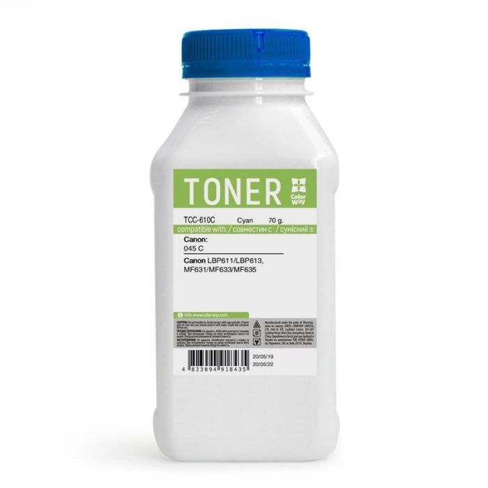 Тонер ColorWay (TCC-610C) Canon MF610/630 Cyan 70 г