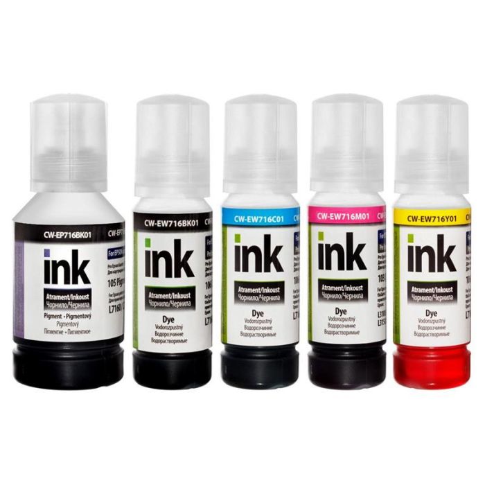 Комплект чорнил ColorWay Epson L-7160/7180 BKP/BK/С/M/Y (ColorWay-EP716/EW716SET01) 140мл+4*70мл