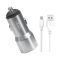 Автомобільний зарядний пристрій XO TZ09 (2USB, 2.4A) Gray (6920680873517) + кабель Lightning