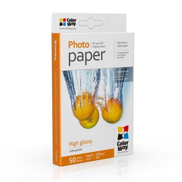 Фотопапір ColorWay глянцевий 230г/м2 10х15см 50 арк. (PG2300504R)