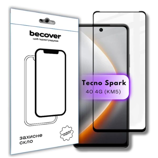 Захисне скло BeCover для Tecno Spark 40 4G (KM5) Black (714922)