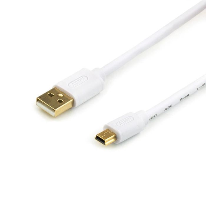 Кабель Atcom (16120) USB 2.0 AM/miniUSB, 1.8м, білий