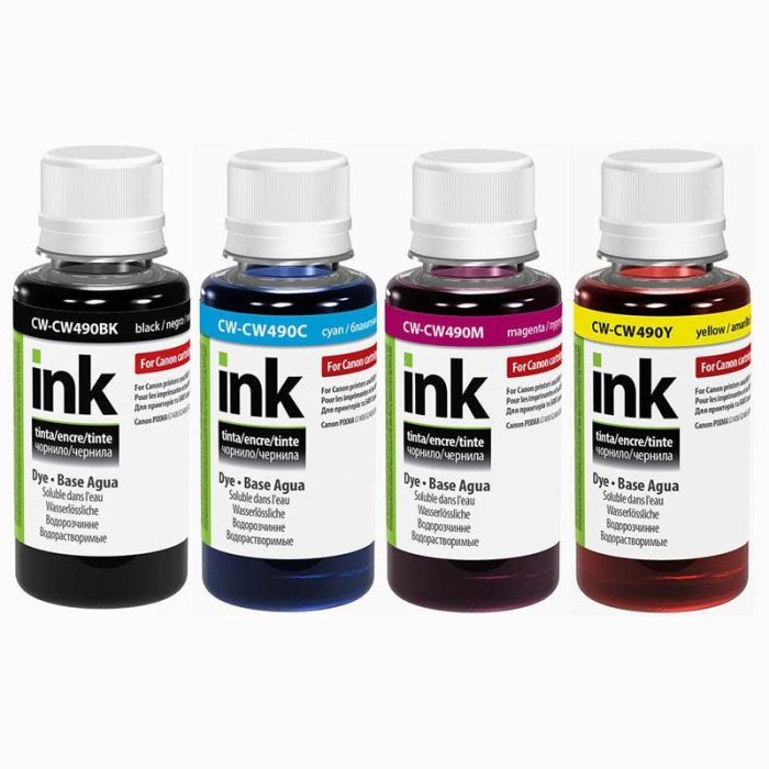 Комплект чорнил ColorWay Canon PIXMA G1400/G2400/G3400 BK/С/M/Y (ColorWay-CP490/ColorWay490SET01) 4*100мл