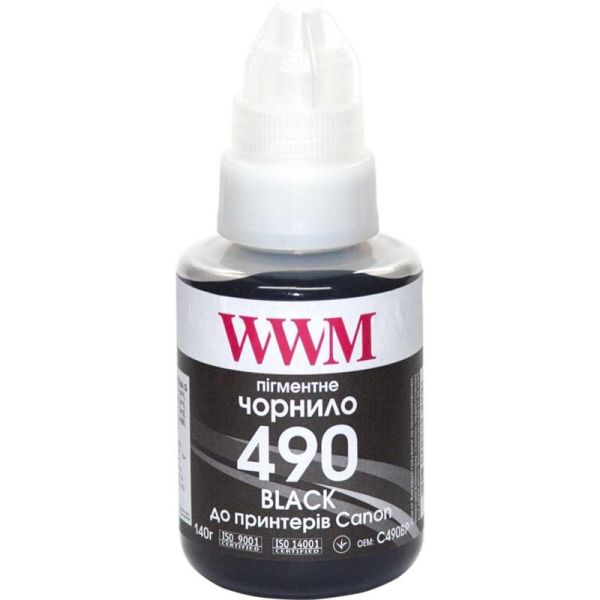 Чорнило WWM Canon Pixma G1400/2400/3400 Black Pigment (C490BP) 140г
