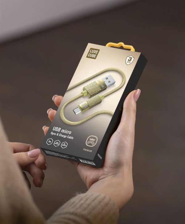Кабель Luxe Cube Premium USB - micro USB (M/M), 1 м, золотистий (8889986489885)