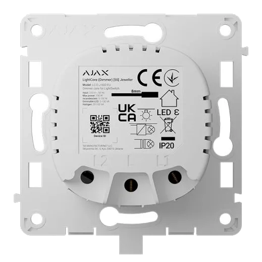 Ajax LightCore (Dimmer) [55] (8EU) ASP white Бездротовий розумний сенсорний димерний вимикач світла