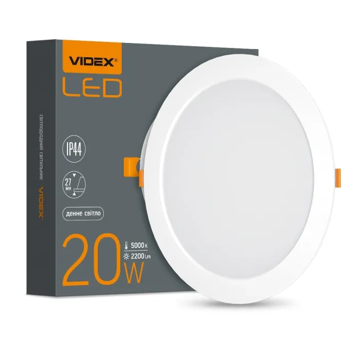 VIDEX 20W 5000K 220V LED світильник Back круглий
