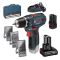 Bosch Professional GSR 12V-15 Акумуляторний дриль-шурупокрут + набір біт + свердла (39 шт.)