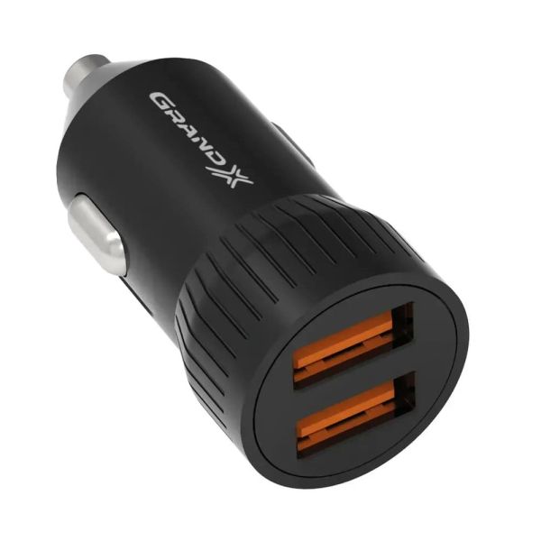 Автомобільний зарядний пристрій Grand-X CH-20B (2xUSB 2.4A) Black