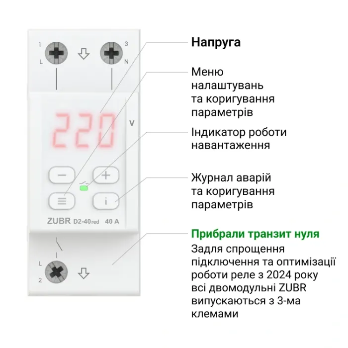 ZUBR D2-50 red Реле напруги