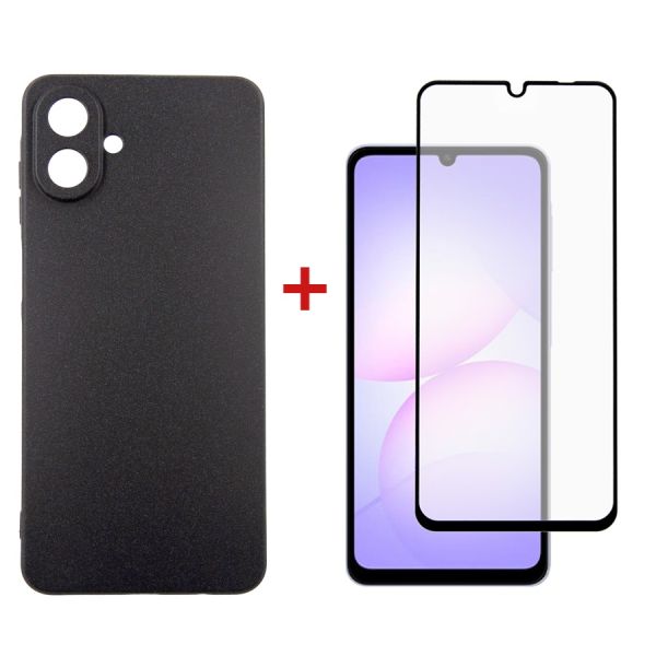 Чохол-накладка Dengos Carbon для Samsung Galaxy A07 Black (DG-KM-162) + захисне скло