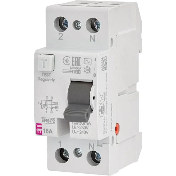 ЕТІ 2р EFI6-P2 16/0,03 тип AC (6kA) Реле диференційне (ПЗВ)