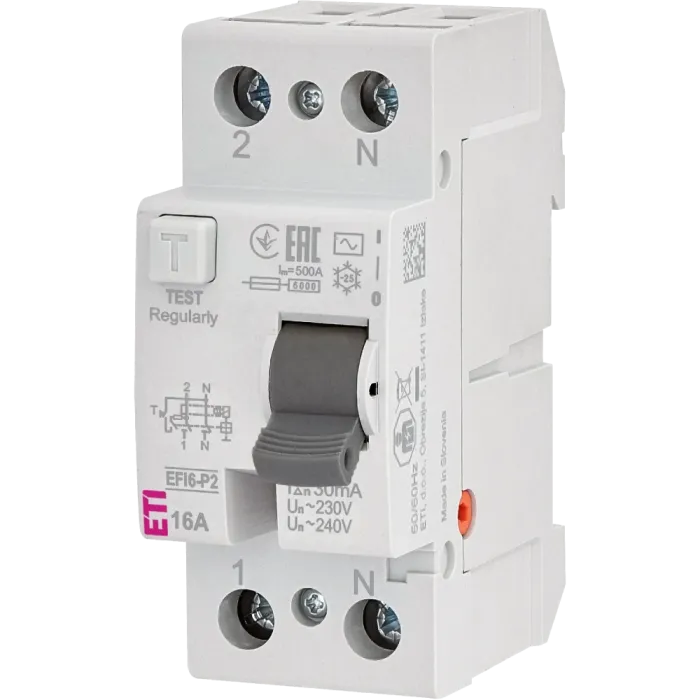 ЕТІ 2р EFI6-P2 16/0,03 тип AC (6kA) Реле диференційне (ПЗВ)