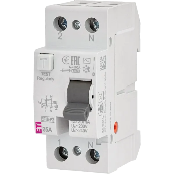 ЕТІ 2р EFI6-P2 25/0,03 тип AC (6kA) Реле диференційне (ПЗВ)