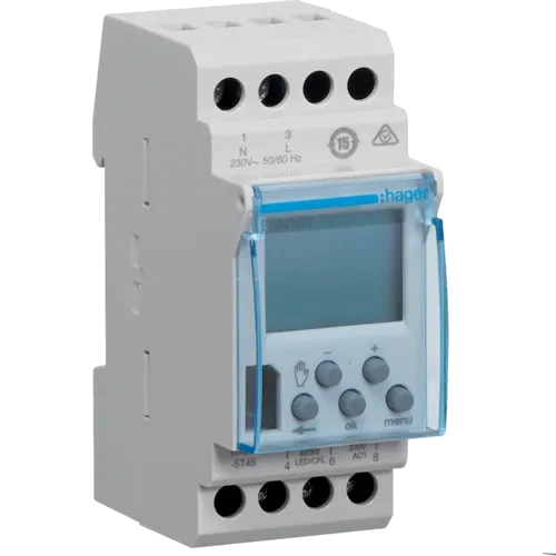 Hager EGN103 Таймер цифровий тижневий, 1-канал+Bluetooth, запас ходу 5 років