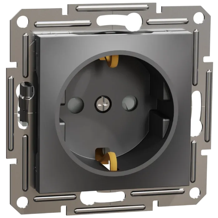 Schneider Electric Asfora EPH2900271 Розетка із заземленням та шторками антрацит
