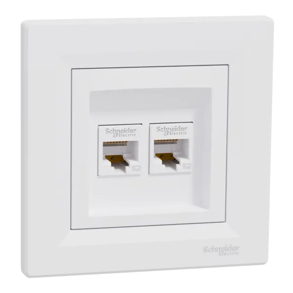 Schneider Electric Asfora EPH4400121 RJ45 5e Розетка комп'ютерна подвійна біла
