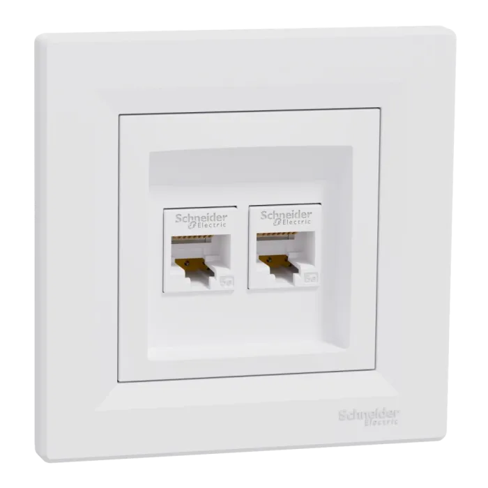 Schneider Electric Asfora EPH4400121 RJ45 5e Розетка комп'ютерна подвійна біла