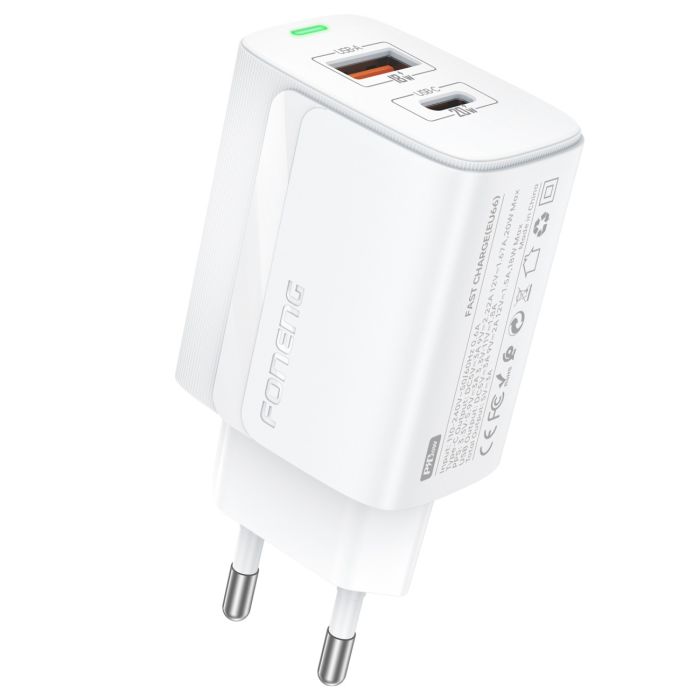 Зарядний пристрій Foneng EU66 (USBх3A, USB-Cх3A) 20W White (EU66-CH-W)