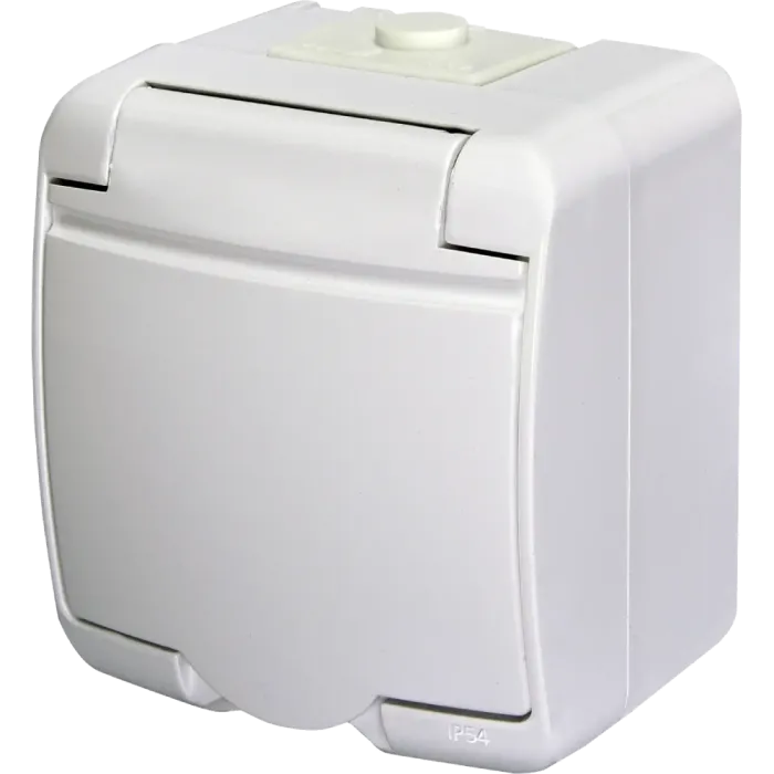 ETI 4668015 Hermetics Розетка 1-на з з/к Schuko RHE-1s (біла/біла кришка, IP54)