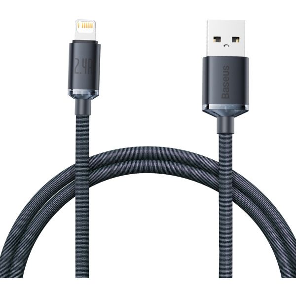 Кабель Baseus Crystal Shine USB - Lightning (M/M), 2.4A, 1.2 м Black (CAJY000001)