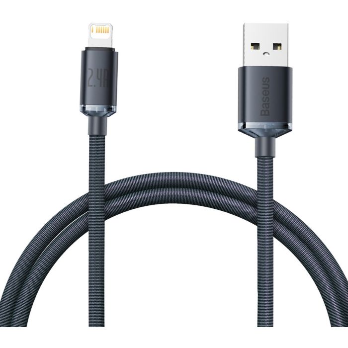 Кабель Baseus Crystal Shine USB - Lightning (M/M), 2.4A, 1.2 м Black (CAJY000001)