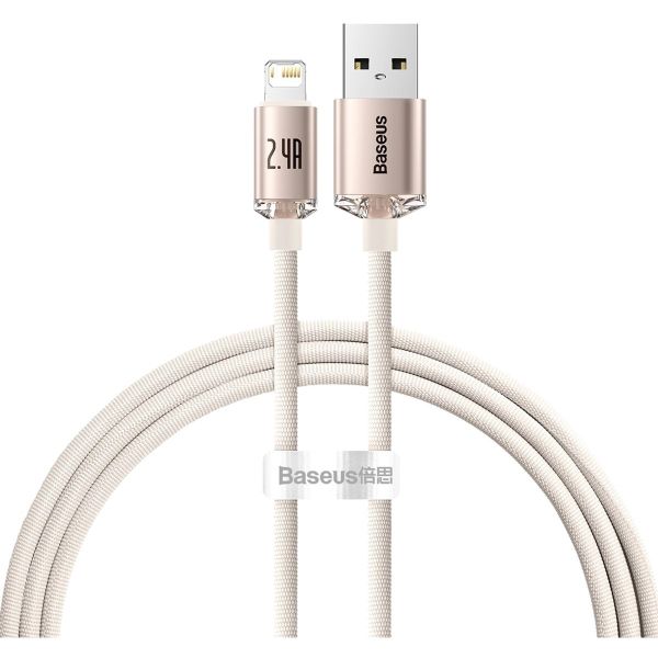 Кабель Baseus Crystal Shine USB - Lightning (M/M), 2.4A, 2 м Pink (CAJY001204)