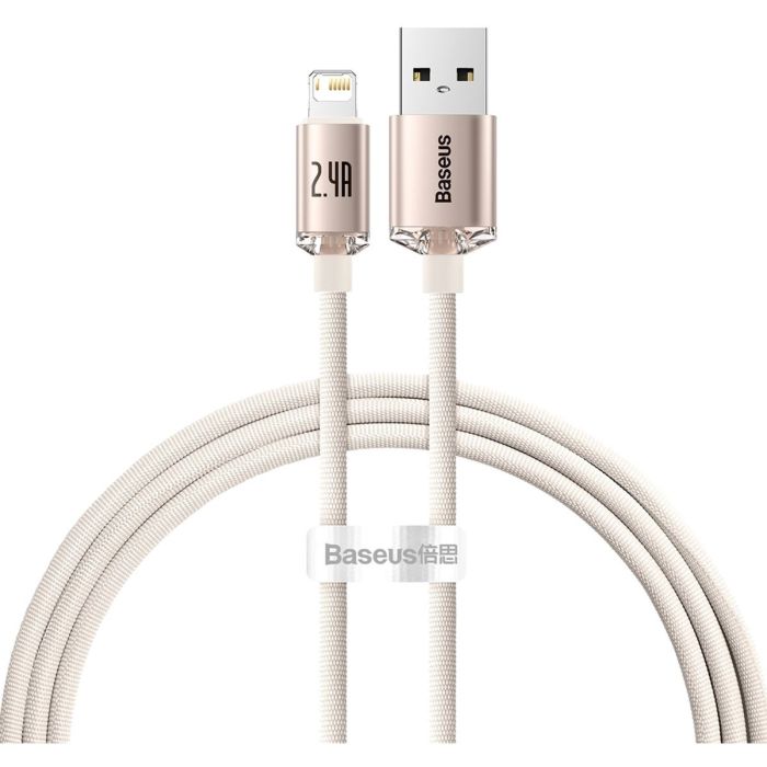 Кабель Baseus Crystal Shine USB - Lightning (M/M), 2.4A, 2 м Pink (CAJY001204)