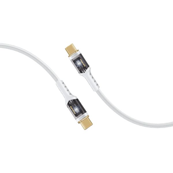 Кабель Promate Lucidline-CC120 USB Type-C - USB Type-C (M/M), 5 A, 100 W, 1.2 м, White