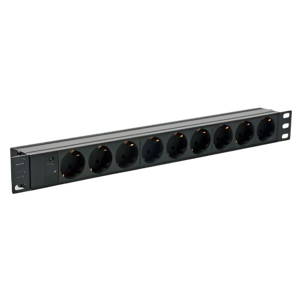 Блок розеток Kingda 1U 19" (KD-GER(16)N1009WKPB19A-C14) 9 розеток, без кабелю, чорний