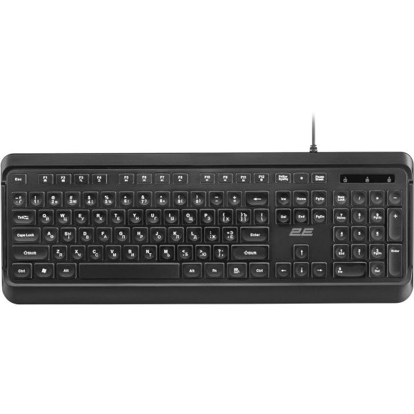 Клавіатура 2E KS120 White Backlight EN/UK Black (2E-KS120UB_UA)