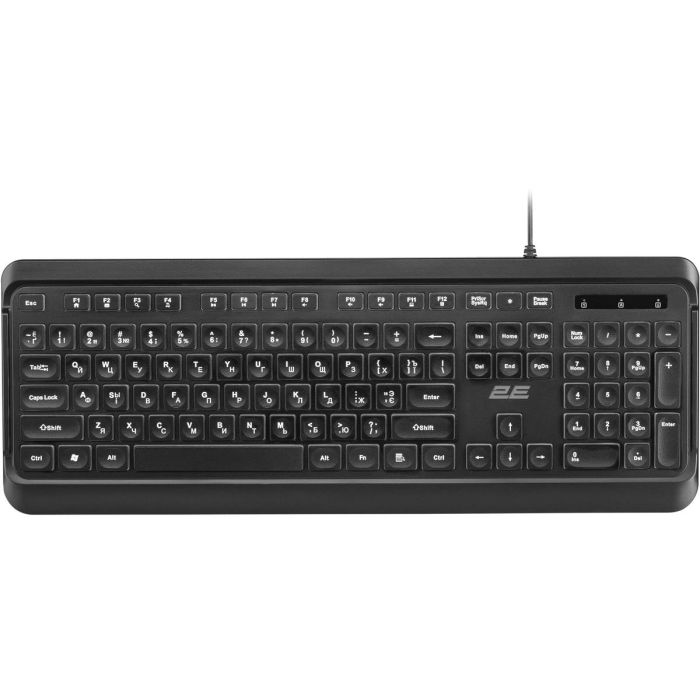Клавіатура 2E KS120 White Backlight EN/UK Black (2E-KS120UB_UA)