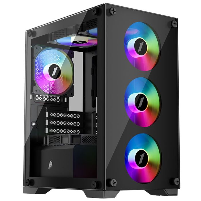 Корпус 1stPlayer X2-M-BK-4F1 Black без БЖ