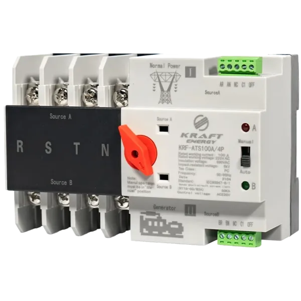 Kraft KRF-ATS100A/4p Автоматичний перемикач (АВР) під DIN-рейку 4 полюси