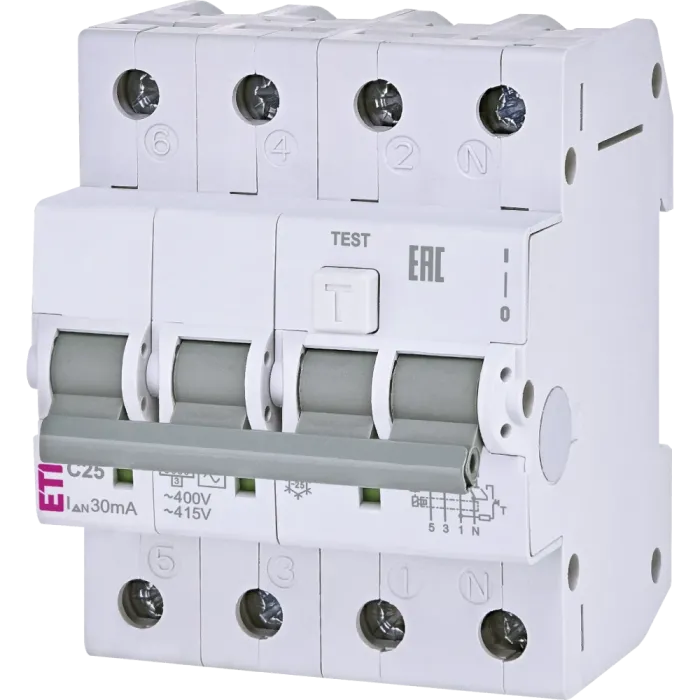 ЕТІ KZS-4M 3p+N 25/0.03 6kA Дифавтомат