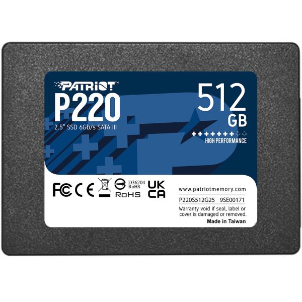 Накопичувач SSD  512GB Patriot P220 2.5" SATAIII TLC (P220S512G25)