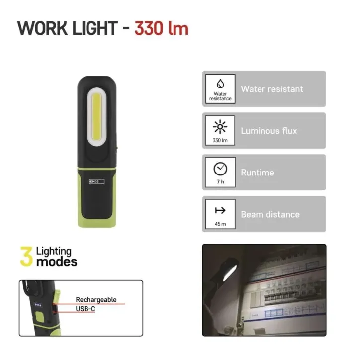 EMOS P4537 330лм 1200 мА•г Лiхтар LED