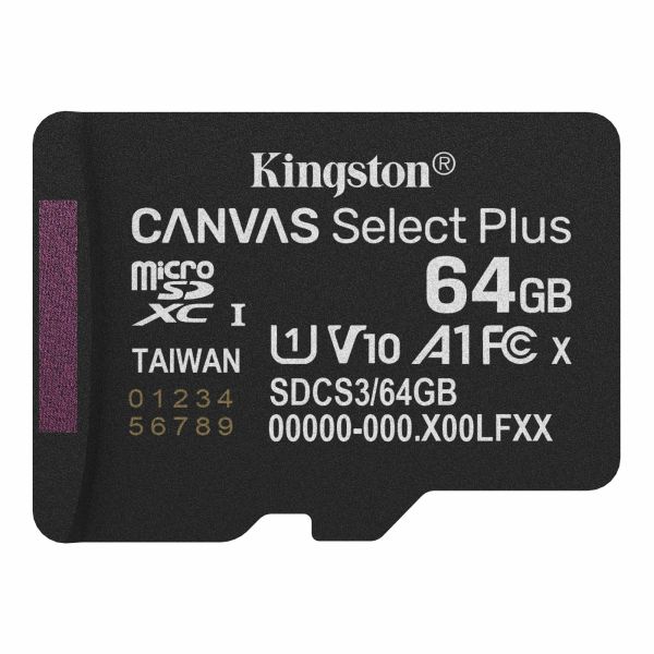 Карта пам`яті MicroSDXC 64GB UHS-I Class 10 Kingston Canvas Select Plus R100MB/s (SDCS3/64GBSP)