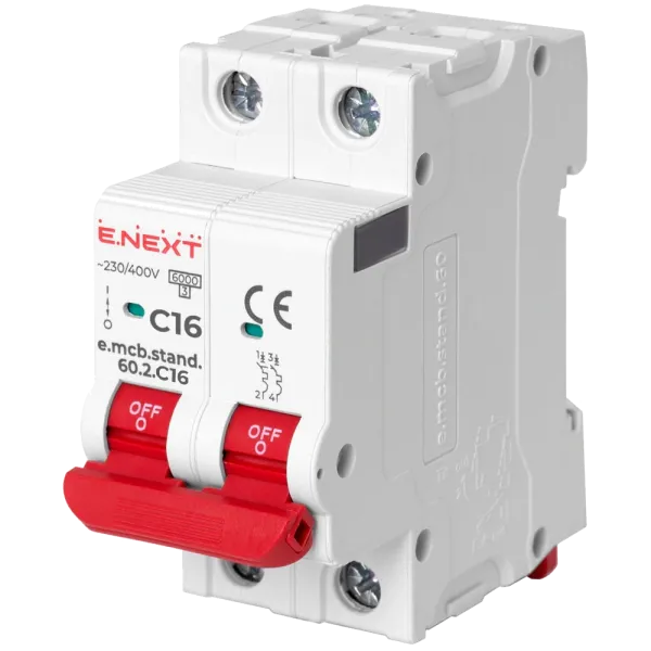 Enext e.mcb.stand.60.2.C16, 2р, 16А, C, 6кА Модульний автоматичний вимикач