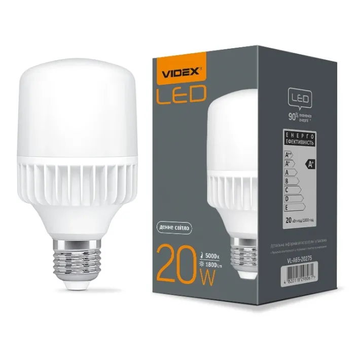 VIDEX A65 20W E27 5000K 220V LED лампа