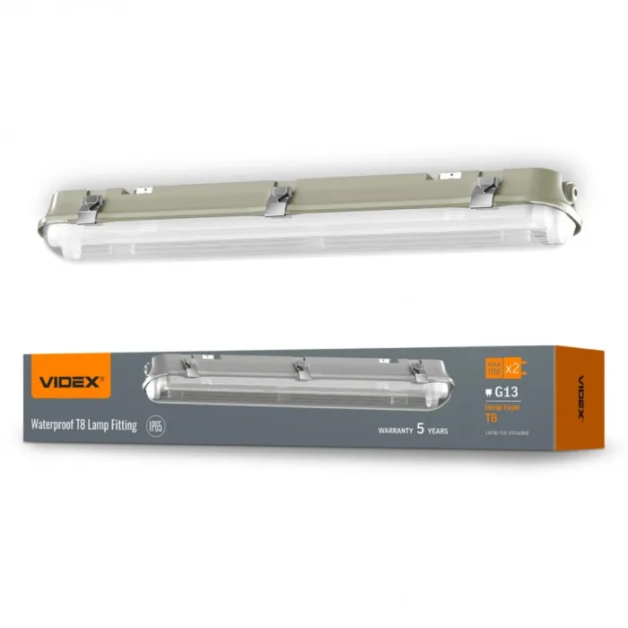 VIDEX 0,6М 220V LED світильник IP65 лінійний під лампу 2хТ8
