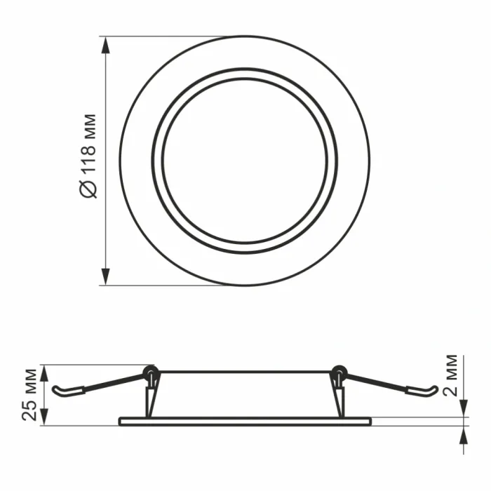 VIDEX 6W 5000K 220V LED світильник Back круглий