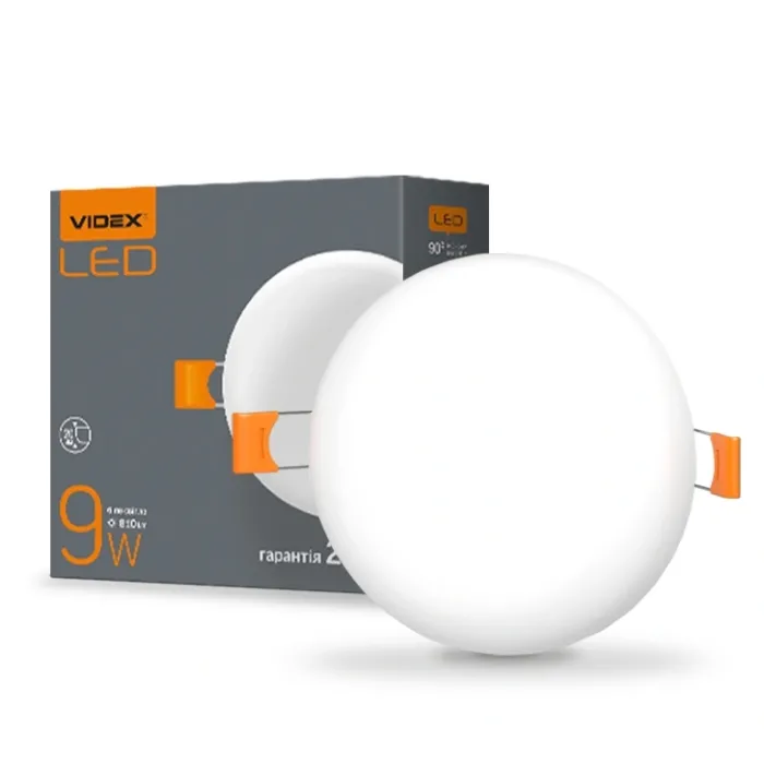 VIDEX 9W 4100K 220V LED світильник безрамковий круглий