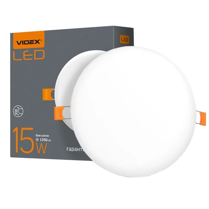 VIDEX 15W 4100K 220V LED світильник безрамний круглий
