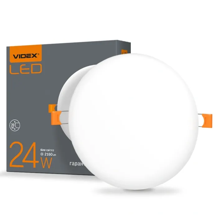 VIDEX 24W 4100K 220V LED світильник безрамний круглий