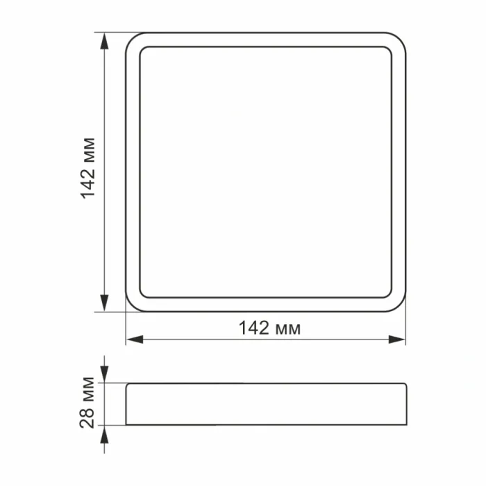 VIDEX 12W 5000K 220V LED світильник накладний квадрат